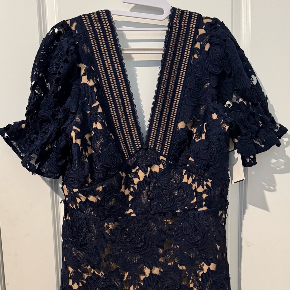 Adelyn Rae Navy Floral Lace Mini Dress - Picture 6 of 16